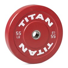 Titan Fitness 55 LB Economy Olympic Bumper Plate, Color-Coded Red