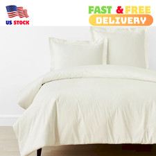 Company Cotton  Classic Cool Cotton Percale Bed Duvet Cover - Cream