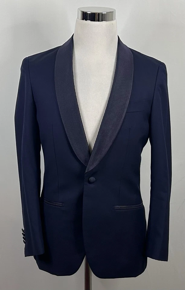 Suitsupply 36R Manhattan Tuxedo Jacket Navy Blue 110s Wool One Button Vented - Image 2 of 4