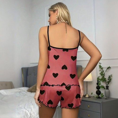 Women's Sexy Pajama Set Spaghetti Strap Top & Shorts Summer Loungewear Pjs Set - Picture 3 of 34