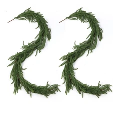 2Pcs 6Ft Artificial Norfolk Pine Garland, Real Touch Winter Pine Garland for ...