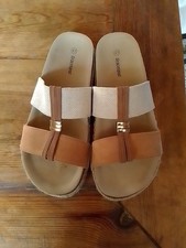 Tolle Pantoletten  41 Graceland cognac/beige mit geflochtener Sohle s. Bilder