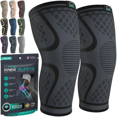 Modvel 2 Pack Knee Compression Sleeve Brace Support Men Women Running Pain