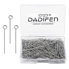 304 Stainless-Steel Eye Pins for Jewelry Making Silver Head Pins 0.6x30mm 24 ...