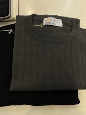 JOHN SMEDLEY SWEATER. EXTRA FINE MERINO WOOL- KNIT- DARK OLIVE. MADE IN England