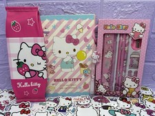 Image of Hello Kitty Pencil Case Back To School Stationary Set Notebook Pen Stickers Gift
