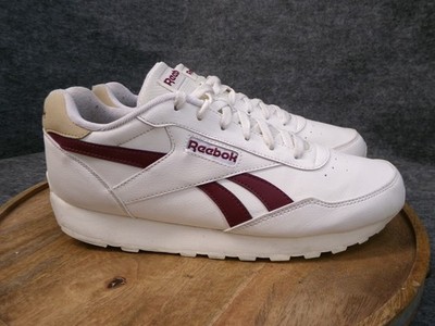 Reebok Rewind Run Mens Size 12 US Chalk Classic Burgundy Leather Sneakers Shoes