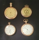 4 Vintage/Antique Pocket Watches Elgin Waltham Not Running Sold As Is Parts