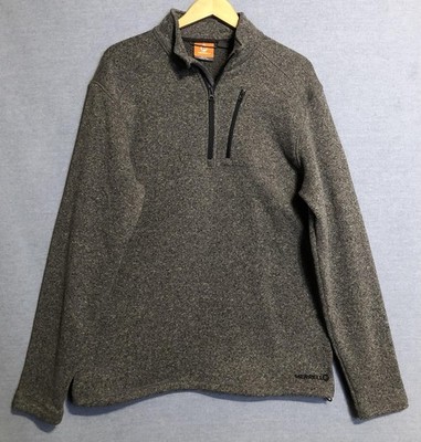 Merrell Pullover Mens XL Brown Fleece 1/4 Zip Hiking Sweater Wick