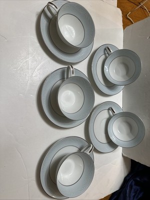 Noritake ''LAUREATE''  #5651 ~ Japan ~ Set of 5 ~ Cups & Saucers ~ 2'' Tall
