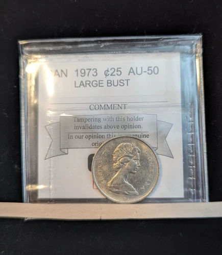 1973 Large Bust,  Coin Mart Graded Canadian, ¢25 Cent, **AU-50**