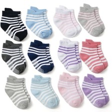 Non Slip Socks Pack of 12 Pairs-Crew Socks With Grips 3-5 yrs Old