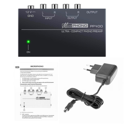 RIAA Phono Mic Vorverstärker Pre Amp mit Netzteil für Vinylplayer Plattenspieler