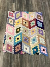 Vintage Handmade Patchwork Double Sided Quilt 80 x 66 Nice 