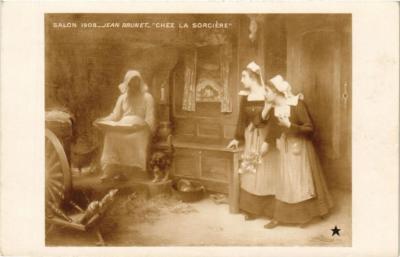 Old postcard AK Salon 1908 JEAN BRUNET Chez la Sorciere (702168)