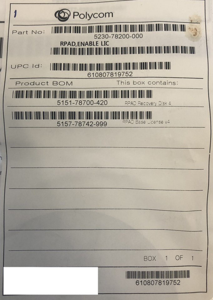 Polycom RPAD Appliance Edition BaseSW Lic DVD 5230-78200-000 NEW | eBay