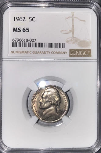 1962 Jefferson Nickel - NGC MS65.