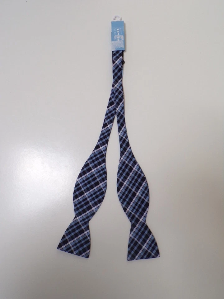 Condesa Mara Pajarita Azul Cuadros Algodón Ajustable Nueva Foto 2 de 4