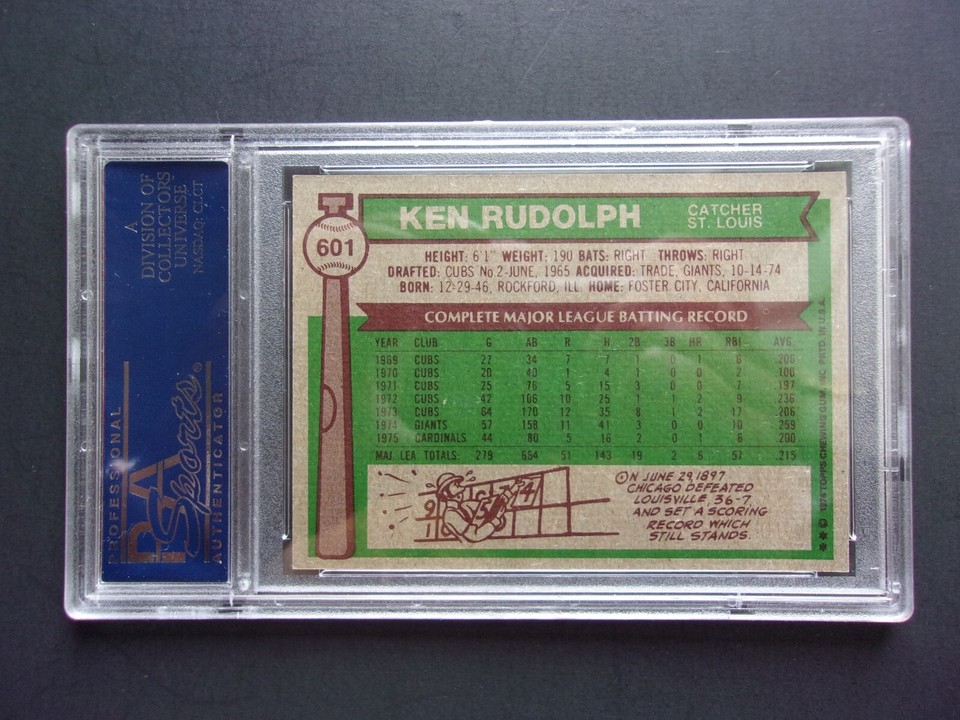 1976 Topps Baseball, Ken Rudolph, St. Louis Cardinals, Card# 601, PSA-9 ...