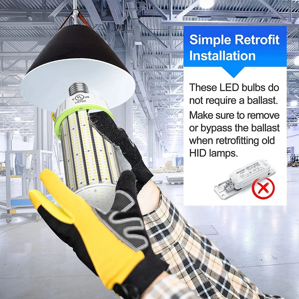 LED Corn Light Bulb 80W 100W 120W 160W 200W 250W 300W E39 High Bay Lamp Fixture - Image 4 of 4