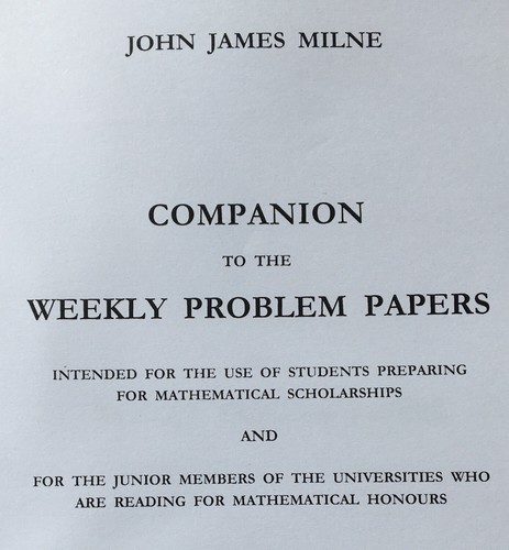 COMPANION TO THE WEEKLY PROBLEM PAPERS John James Milne Like New SC 2003 - Picture 3 of 11