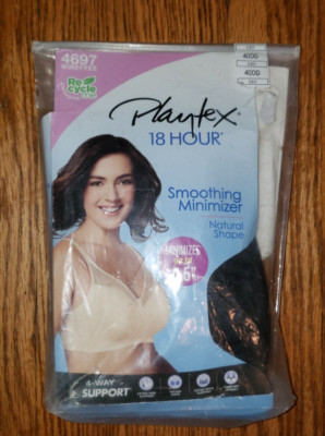 PLAYTEX 18 HOUR SMOOTHING MINIMIZER WIRELESS SIZE 40DD NEW/TAGS STYLE 4697 Black