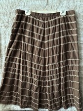 Vintage Talbots Womens A Line Skirt Stretch Brown Tan Embroidery Long 18 Zip
