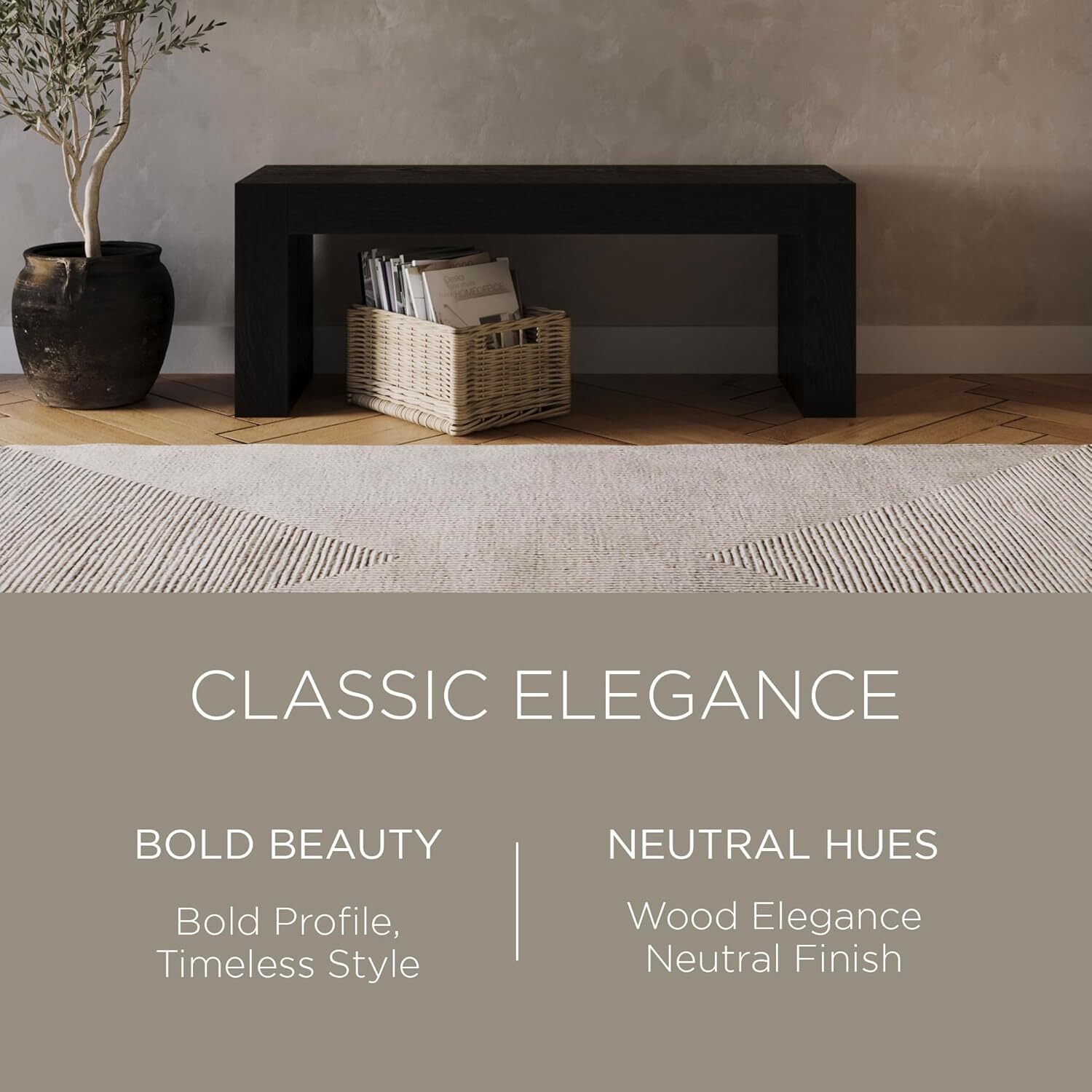 Maven Lane Zeno Modern Wooden Bench for Dining Entryway or Bedroom