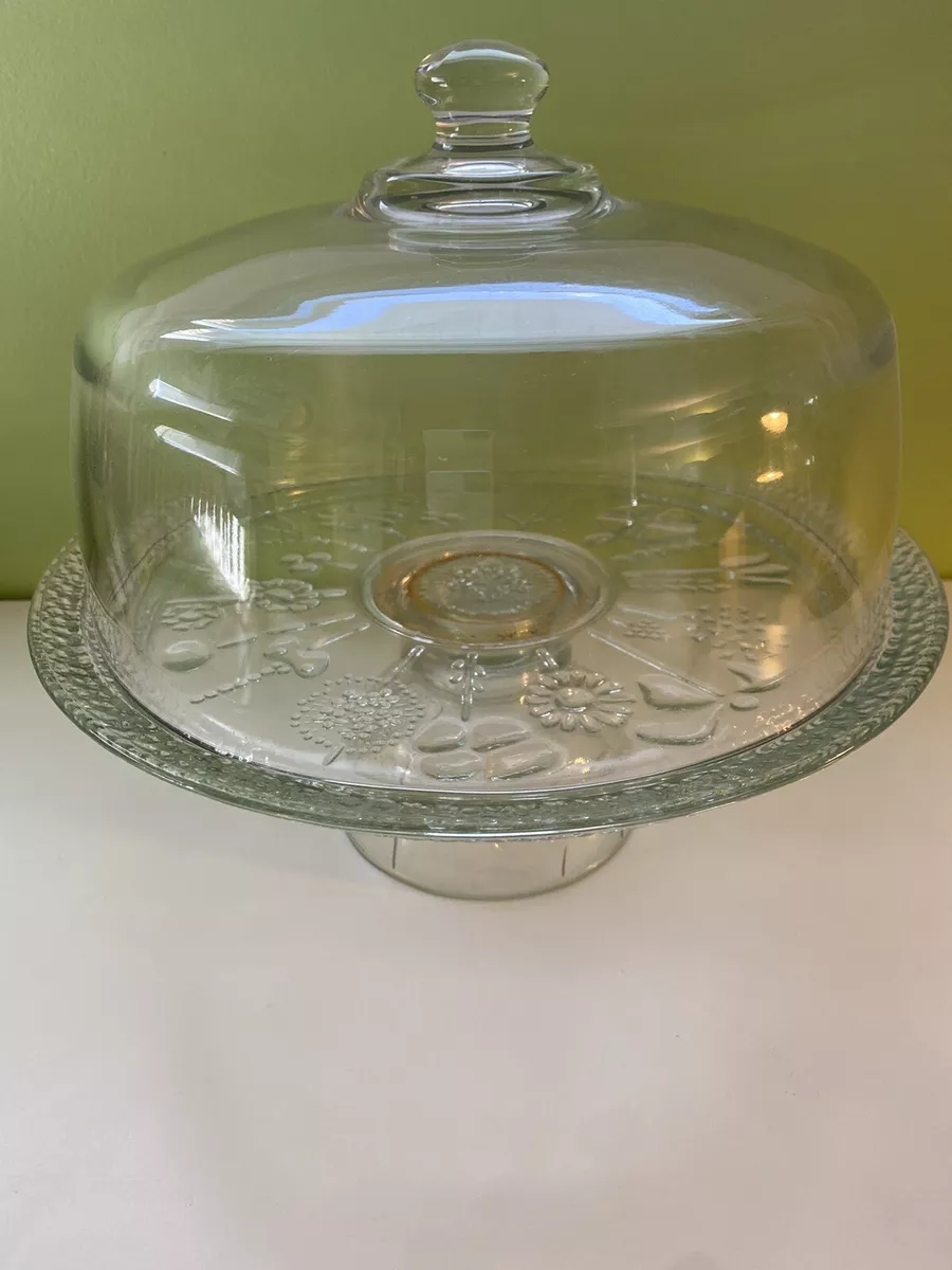 Vintage crystal cake plate hotsell with dome