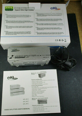 eKL 2 PORT VIDEO SPLITTER 1 to 2VGA Duplicator 250MHz eKL-92