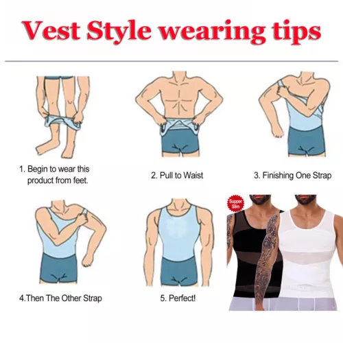MENS SLIMMING BODY SHAPER BELLY CHEST COMPRESSION VEST GIRDLE SHIRT TANK TOP - Picture 15 of 29