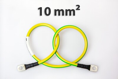 Erdungskabel H07V-K grün/gelb 10 mm2 qmm fertig verpresst 0,1 bis 20 Meter lang