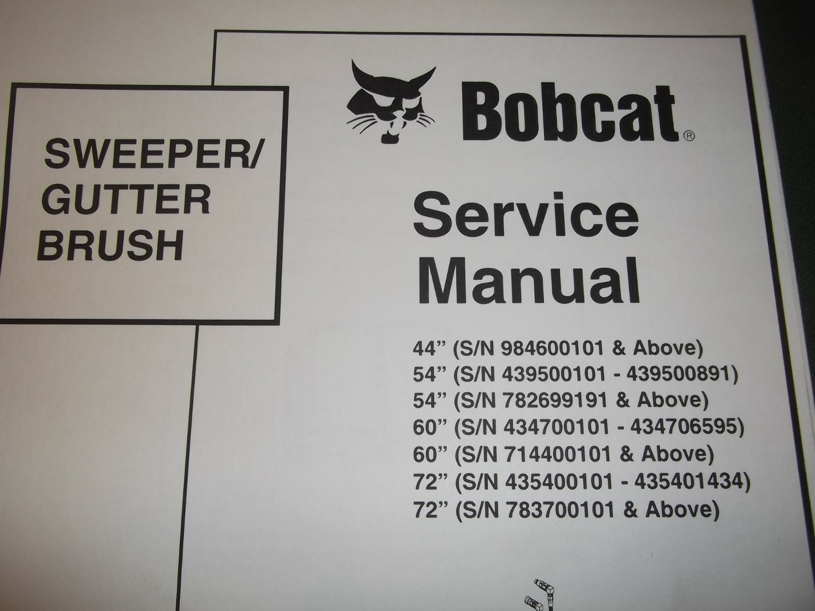 BOBCAT 44"-72" SWEEPER GUTTER BRUSH SERVICE SHOP REPAIR WORKSHOP MANUAL 6900898