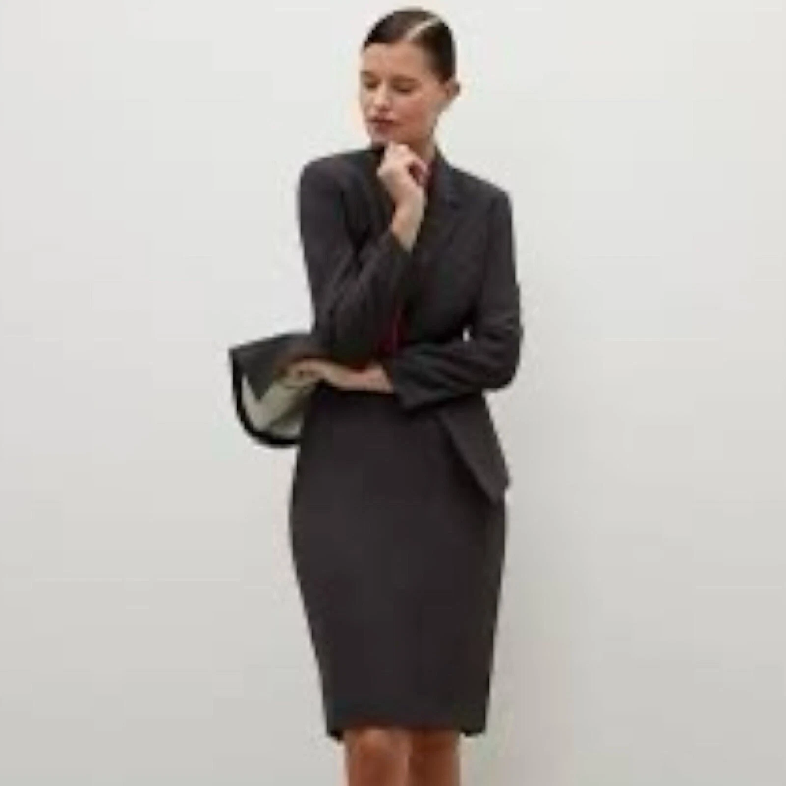VETEMENTS Giacca donna MM LaFleur The Oliver taglia 2 aperta davanti lana blazer elasticizzato grigio