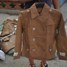 Giacca a vento in pelle da lavoro doppiopetto uomo casual cappotti bottoni US