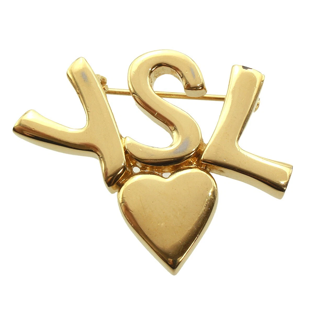 Shop Saint Laurent Goldtone YSL Logo Brooch