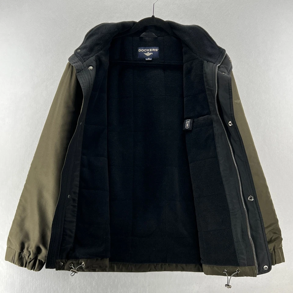 Dockers Soft Shell Jacket Mens Size M Full Zip Snap Fleece Lined Khaki Green - Image 2 of 4
