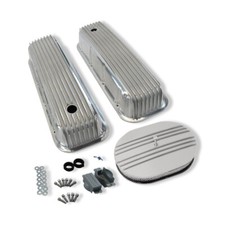For Chevy Bbc 396 502 1965-1995 Finned Valve Covers Polished 12 Air Cleaner