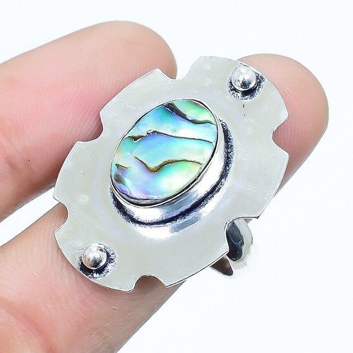 Bague En Argenté Avec Pierre De Labradorite - Taille 60, État Parfait, Occasion