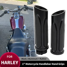 Motor Black 1" Handlebar Hand Grips For Harley Dyna Forty Eight Heritage Softail