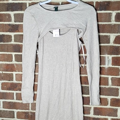 Heathered Cream Ribbed Maxi Dress Size 