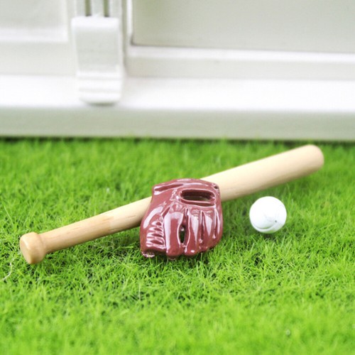 1 Set Casa delle Bambole Miniatura Baseball Doll House Accessori Mazza in Legno - Foto 12 di 12