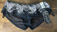 Delicates VTG 90s Second Skin Nylon Panties L Shortie Ruched Mesh Lace Romance