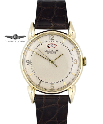 Vintage 1948 LeCoultre Powermatic 14k Yellow Gold 34mm Silver Dial 1st Edition 