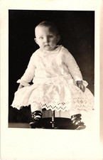 Real Photo Baby Girl Fancy Baby Shoes Vintage Postcard