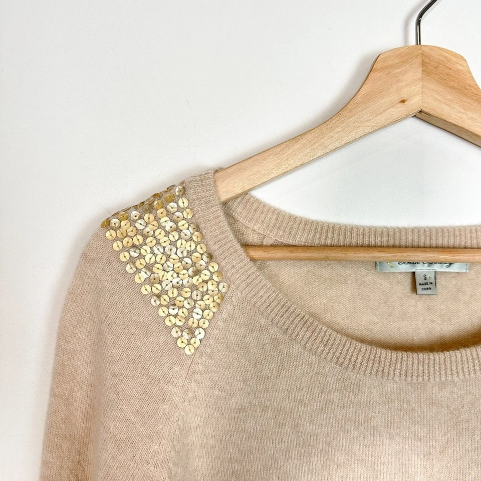 Свитер Beth Bowley 100% кашемир золотистые блестки деталь маленький желтовато-коричневый  - Изображение 2 из 4