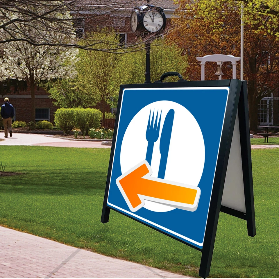 Letrero de acera con marco en A tablero letrero de bordillo en pantalla de doble cara plegable Foto 3 de 4