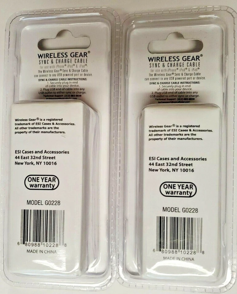 Лот из 2 iPhone iPad iPod поколения 1 беспроводной Gear синхронизации зарядное устройство зарядки кабель 10 футов - Изображение 3 из 4