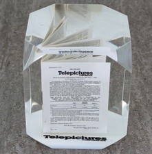 Telepictures Lucite IPO Prospectus Paperweight 1985 Lehman Brothers Vintage