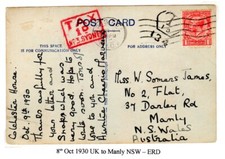 Shortpaid postcard from UK taxed double. ERD